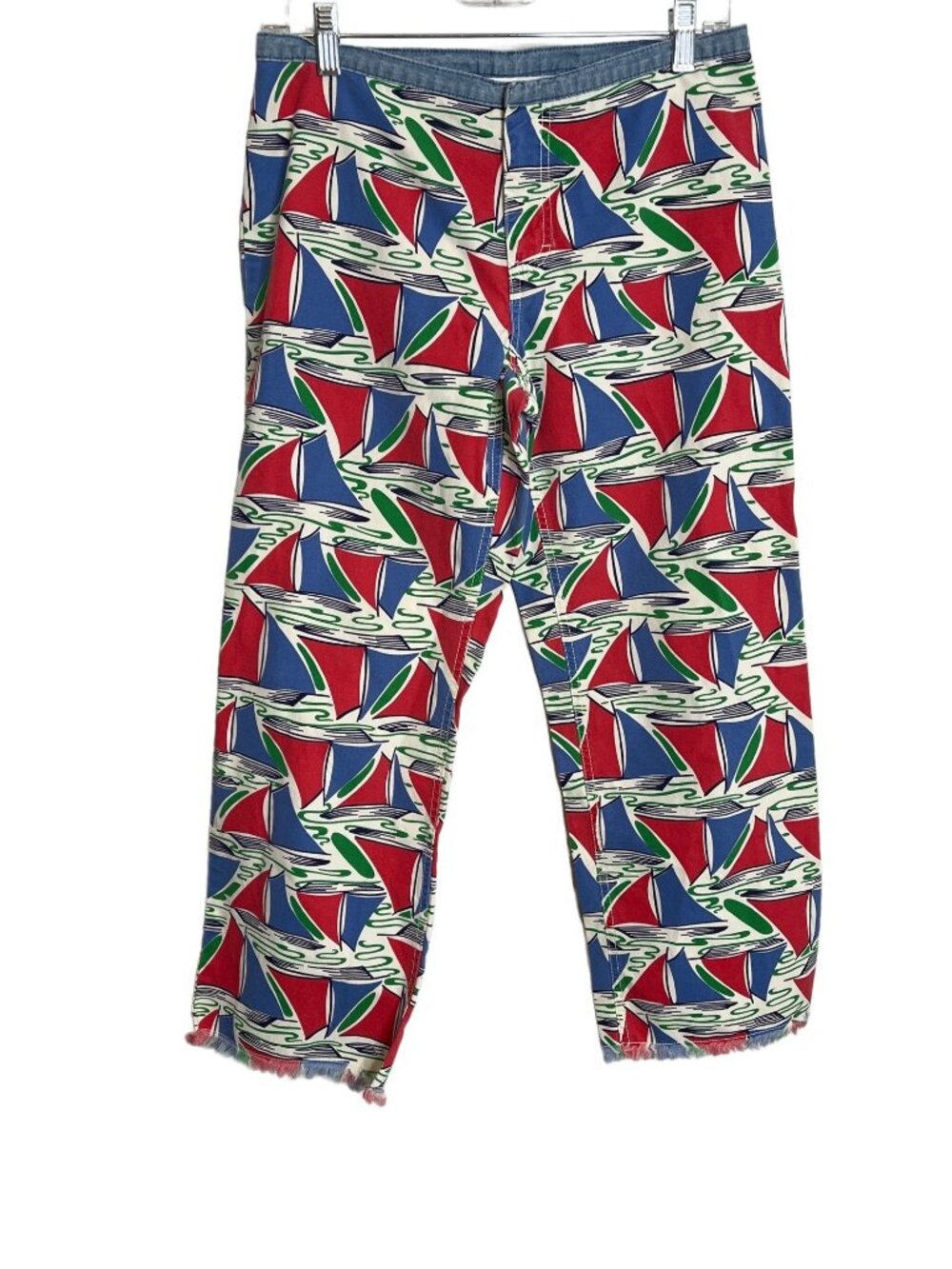 Tommy Hilfiger Womens Pants 4 Cropped Nautical Sailboat Print Coastal Preppy